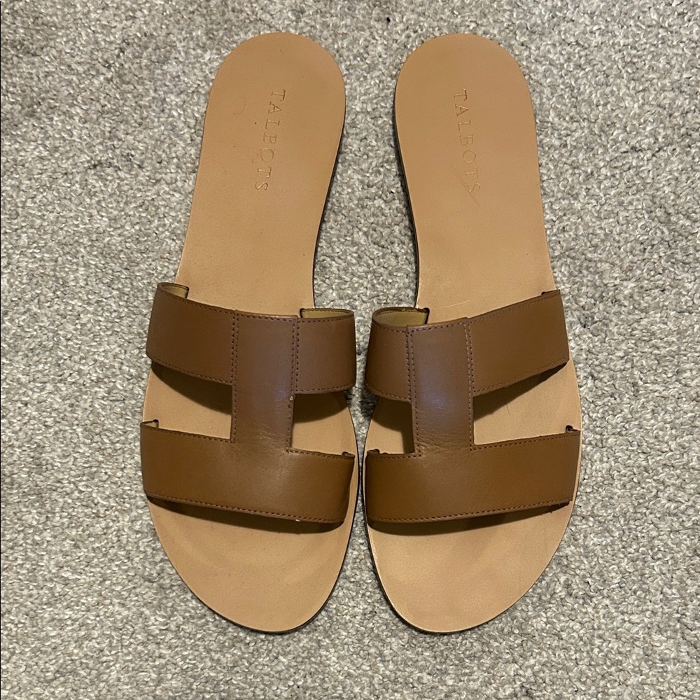 Talbots Tan Leather Slide Sandals - Picture 2 of 2